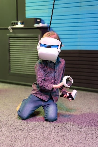 Astro Bot running on a textured surface in Astro's Playroom, with the adaptive triggers of a DualSense controller highlighted in the foreground to emphasize the haptic feedback.